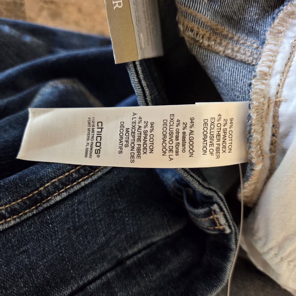 Chico's sz 3R Perfect Stretch Girlfriend Slim Leg Jeans NWT XL/16 casual denim‎ - Picture 11 of 15